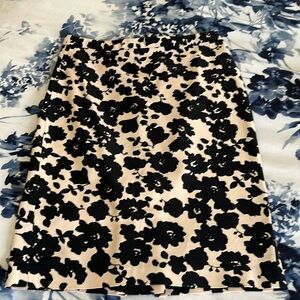 Loft cream and black floral pencil skirt